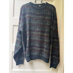 Vtg 90s Grandpa core sweater XL earthy geometric rustic crunchy granola knit